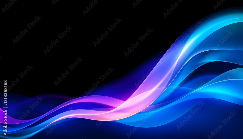 Fototapeta premium Abstract Colorful Light Waves on Black Background for Creative Design