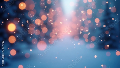 Winter forest snowfall bokeh