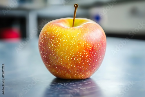 A Vibrant Red Apple, Close-up photo