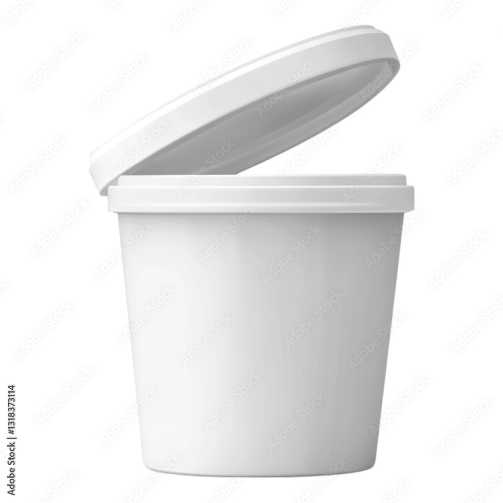 PNG White Plastic Container with Lid Open against transparent background PNG White Plastic Container with Lid Open against transparent background