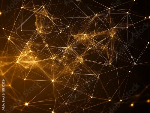 Golden Network Glowing Dark Space