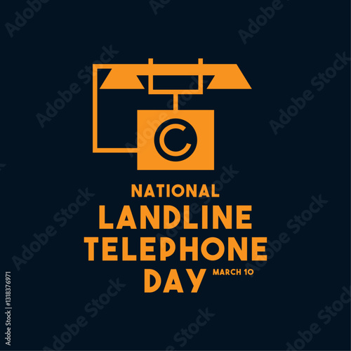National Landline Telephone Day. March 10. Flat design vector. Banner, card, background.