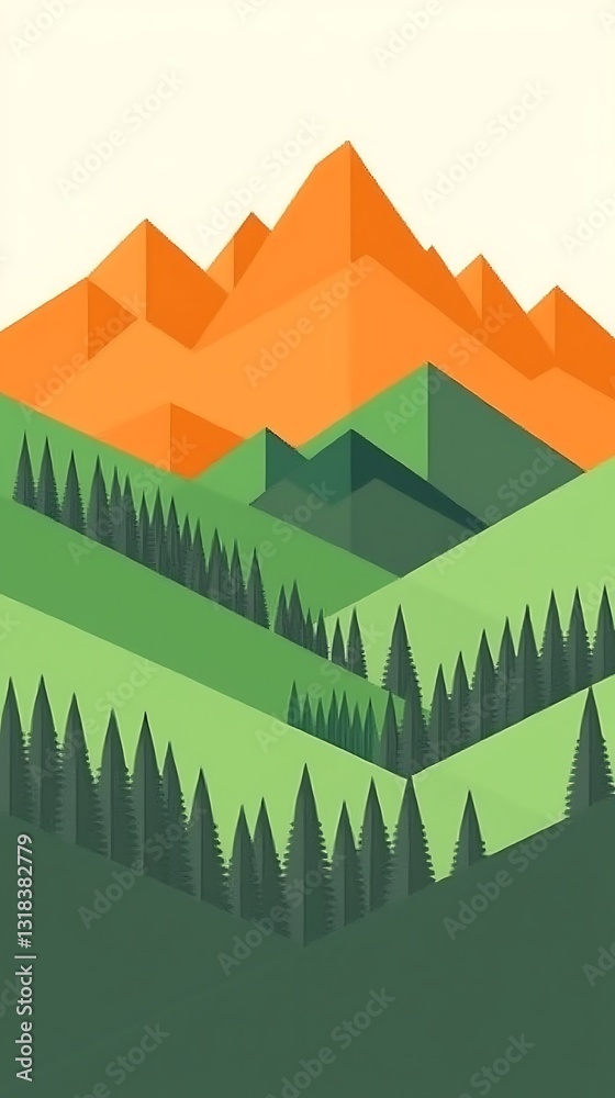 Obraz premium A vibrant orange and green background with the soft gradient of a tropical sunset, giving off a warm, tranquil ambiance as the sun sets over lush green landscapes