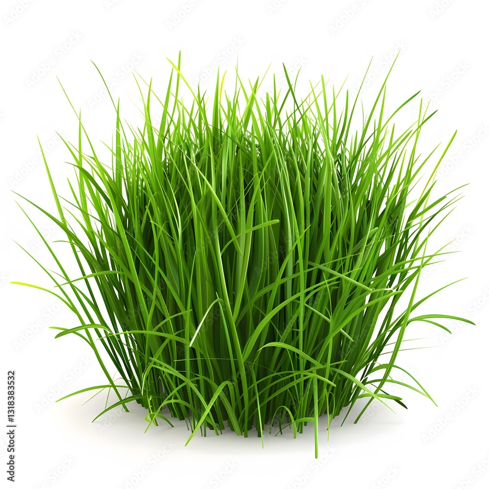 Obraz premium Lush Green Grass Bunch Isolated on White Background for Nature Themes