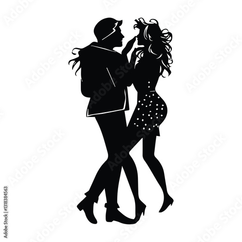 Disco couple png sticker, party doodle on transparent background