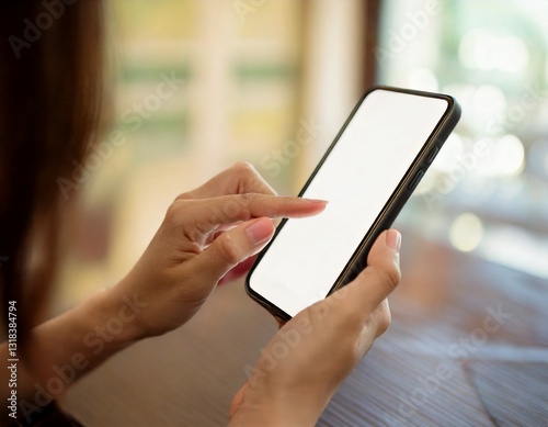 スマートフォンを操作する女性