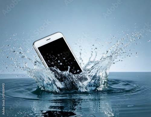 水面に落ちるスマートフォン