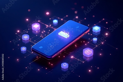 Innovative mobile technology showcase virtual environment digital art futuristic viewpoint conceptual design