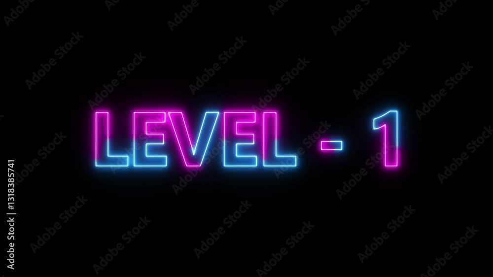 neon glitch text level 1 animation.Level -2. Congrats. You Climbed to a Higher Level...