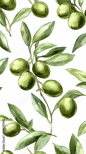 Wallpaper Mural Green olives branch pattern, food, nature Torontodigital.ca