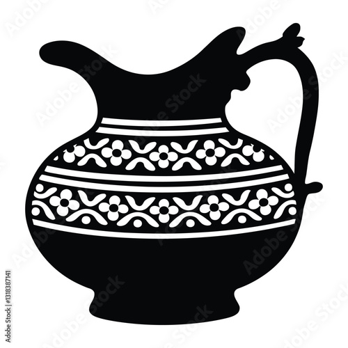 Georgian Kvevri Wine Vessel Silhouette, Vector, Icon, Logo, White Background.