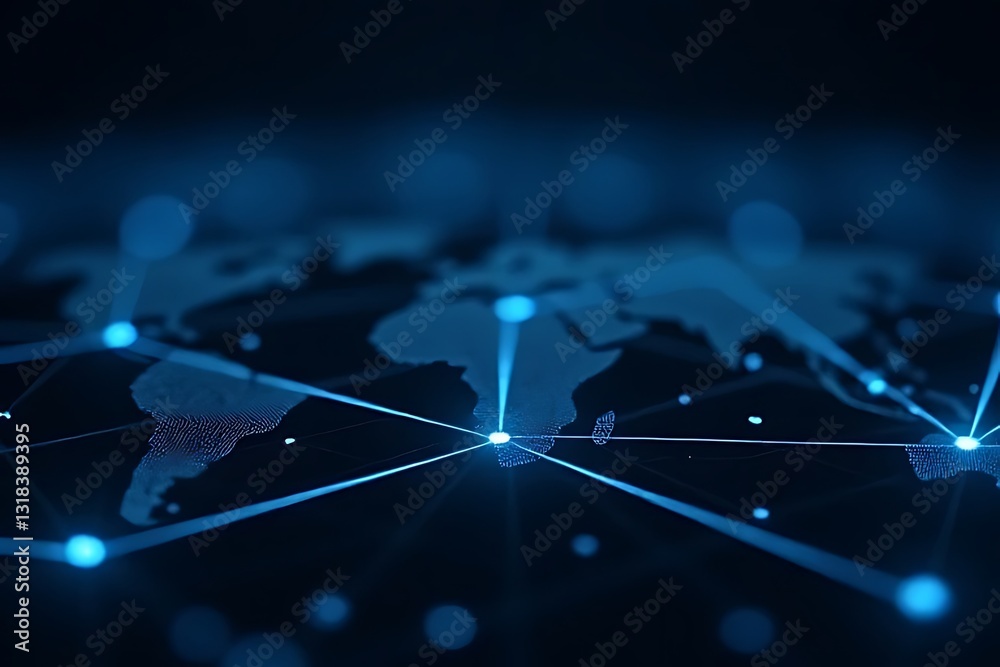 Obraz premium Global connectivity event interactive world map visualization digital environment tech concept abstract view