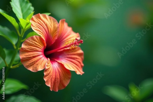 Wallpaper Mural Close-up of patterned hibiscus leaves on green stem, stem, hibiscus, closeup Torontodigital.ca