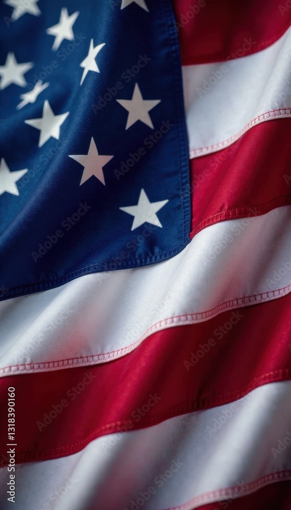 Close-up of the American Flag's colors and patterns, national emblem, stripes, design Close-up of the American Flag's colors and patterns, national emblem, stripes, design