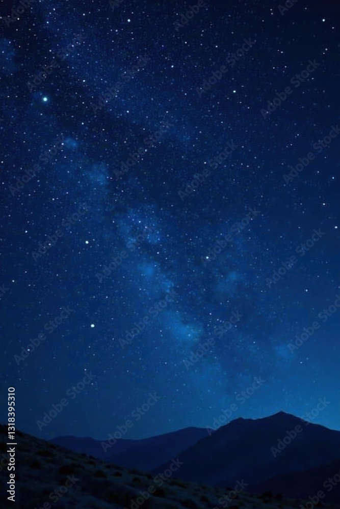 Dark celestial scene with twinkling stars against a deep blue background, astronomy, universe, cosmos Dark celestial scene with twinkling stars against a deep blue background, astronomy, universe, cosmos