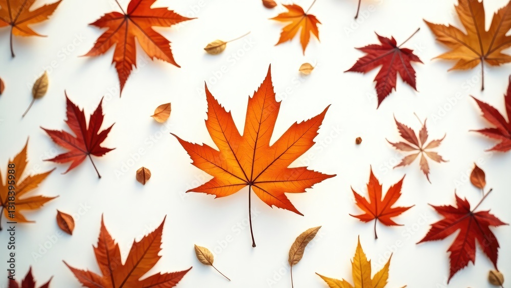 Autumn artistic arrangement. Dried leaves on a white backdrop. Fall theme. Flat lay, top view, with copy space. Autumn artistic arrangement. Dried leaves on a white backdrop. Fall theme. Flat lay, top view, with copy space.