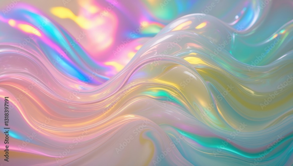 Obraz premium Abstract iridescent light background with interference of light in rainbow colors. Texture of a soap bubble.