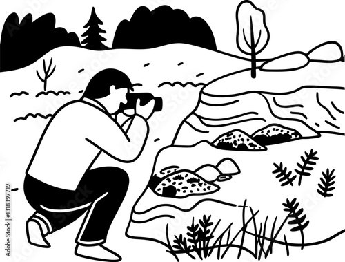 capturing wildlife in natural habitat illustration nature enthusiast observing animals outdoors