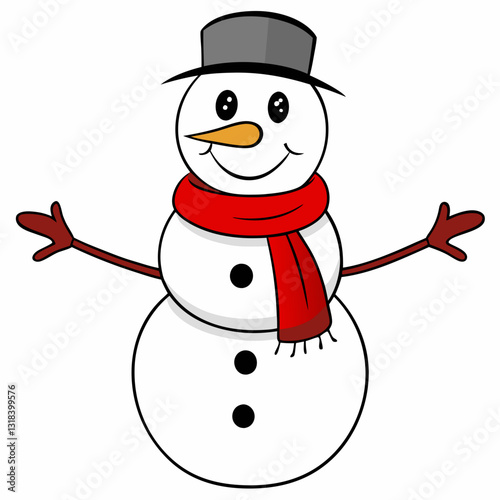 Christmas Snowman Illustration with Festive Holiday Decor - Winter Wonderland Scene