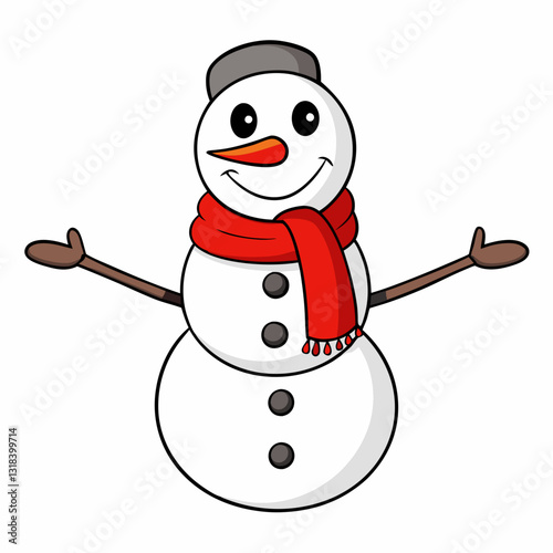 Christmas Snowman Illustration with Festive Holiday Decor - Winter Wonderland Scene