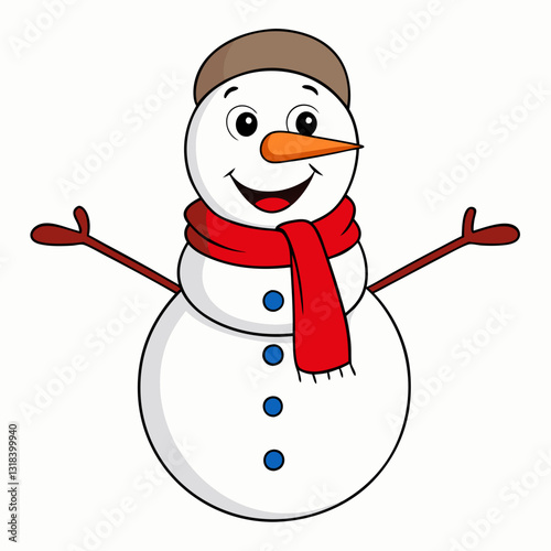 Christmas Snowman Illustration with Festive Holiday Decor - Winter Wonderland Scene