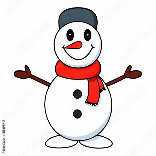 Christmas Snowman Illustration with Festive Holiday Decor - Winter Wonderland Scene