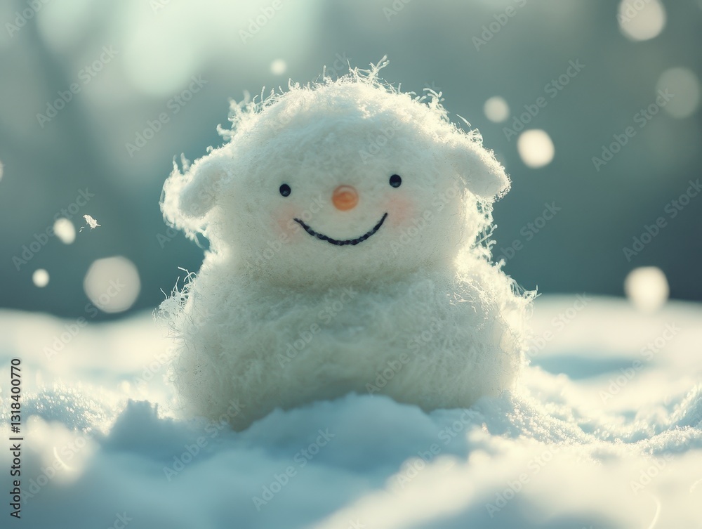Smiling Snowman in Snowy Landscape Smiling Snowman in Snowy Landscape