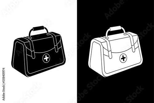 Emergency First Aid Bag Silhouette Ideal for Hospital & Clinic Graphics.