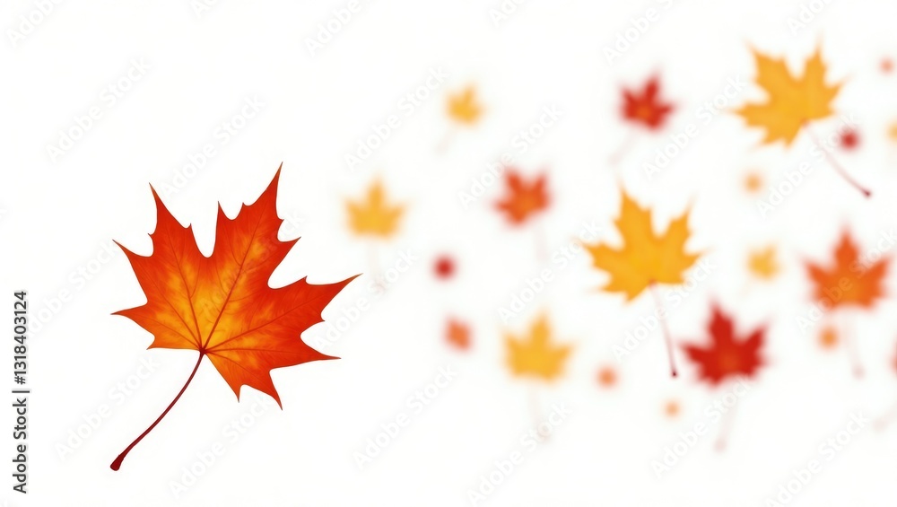Autumn leaves blowing in the wind. Fall leaves set against a white background. Autumn leaves blowing in the wind. Fall leaves set against a white background.