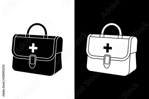 Emergency First Aid Bag Silhouette Ideal for Hospital & Clinic Graphics.