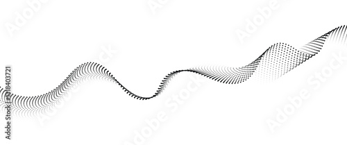 Flowing Dot Wave halftone gradient pattern on transparent background	
