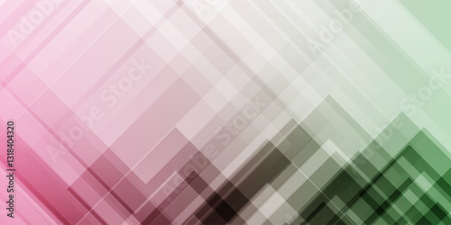 Geometric technology background, futuristic pastel pink and green gradient color box line banner and card abstract background