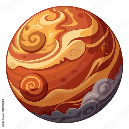 gigantic gas planet with swirling storm patterns