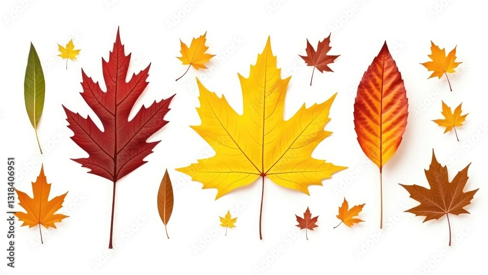 Collection of autumn leaves removed from a white background with a clipping path. Collection of autumn leaves removed from a white background with a clipping path.