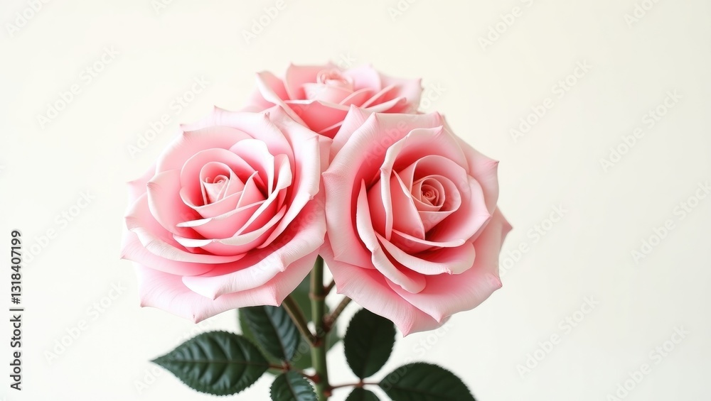 Artificial pink roses placed against a white background. Artificial pink roses placed against a white background.