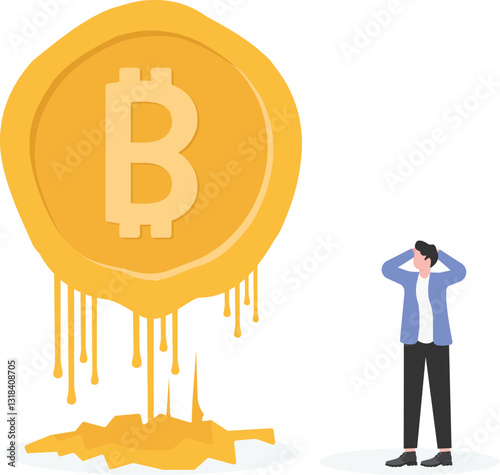 Bitcoin or cryptocurrency price falling down, wrong speculation in digital assets cause investors to lose money,
