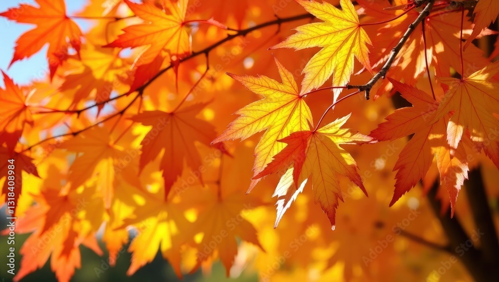 Colorful autumn fall maple tree leaves in shades of orange Colorful autumn fall maple tree leaves in shades of orange