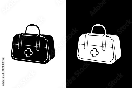 Black and White Doctor Bag Silhouette Perfect for Healthcare & Medical Designs.