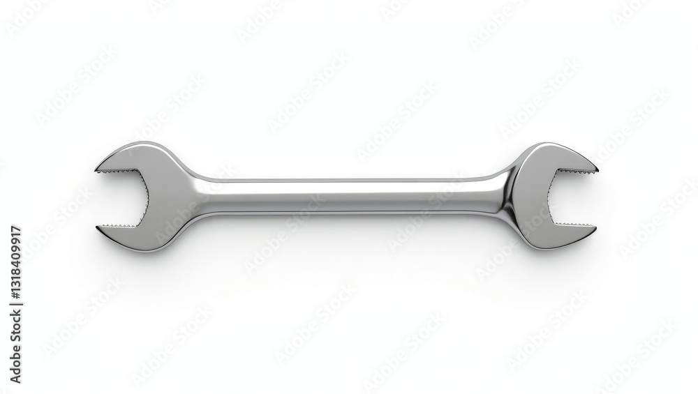 Adjustable spanner displayed from the front - Construction, repair, tools on a white background. Adjustable spanner displayed from the front - Construction, repair, tools on a white background.
