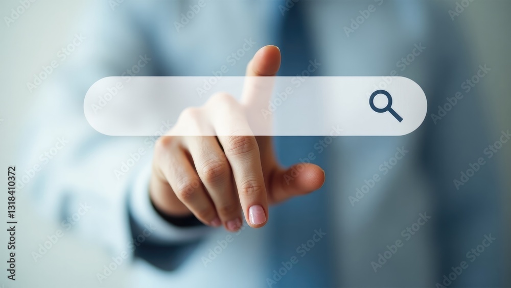 Searching Data Information Networking Concept, Businessman touching a search page on a computer touchscreen, copy space. Searching Data Information Networking Concept, Businessman touching a search page on a computer touchscreen, copy space.