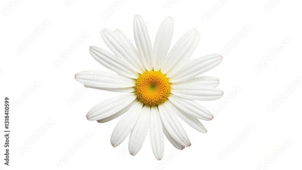 Obraz premium Beautiful white Daisy featuring a touch of pink, set against a white background, with a clipping path included.