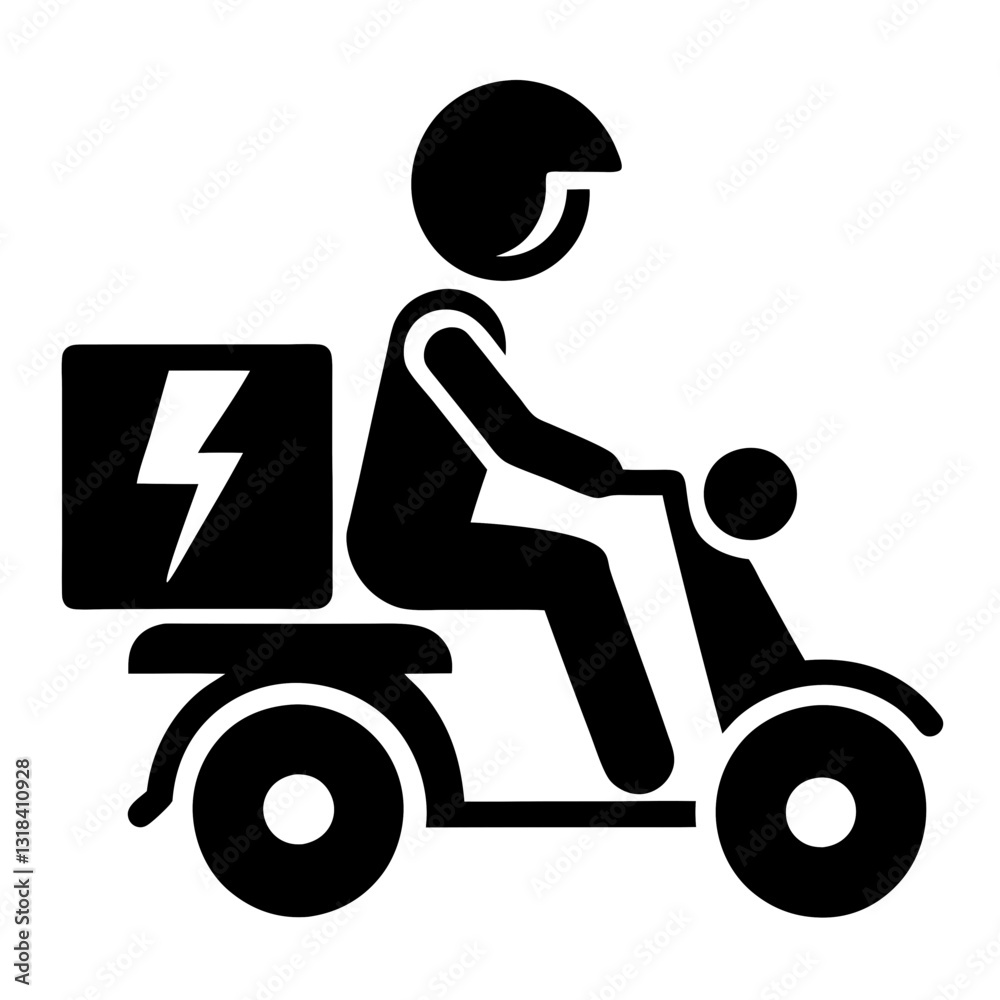 delivery body with scooter vector silhouette delivery body with scooter vector silhouette