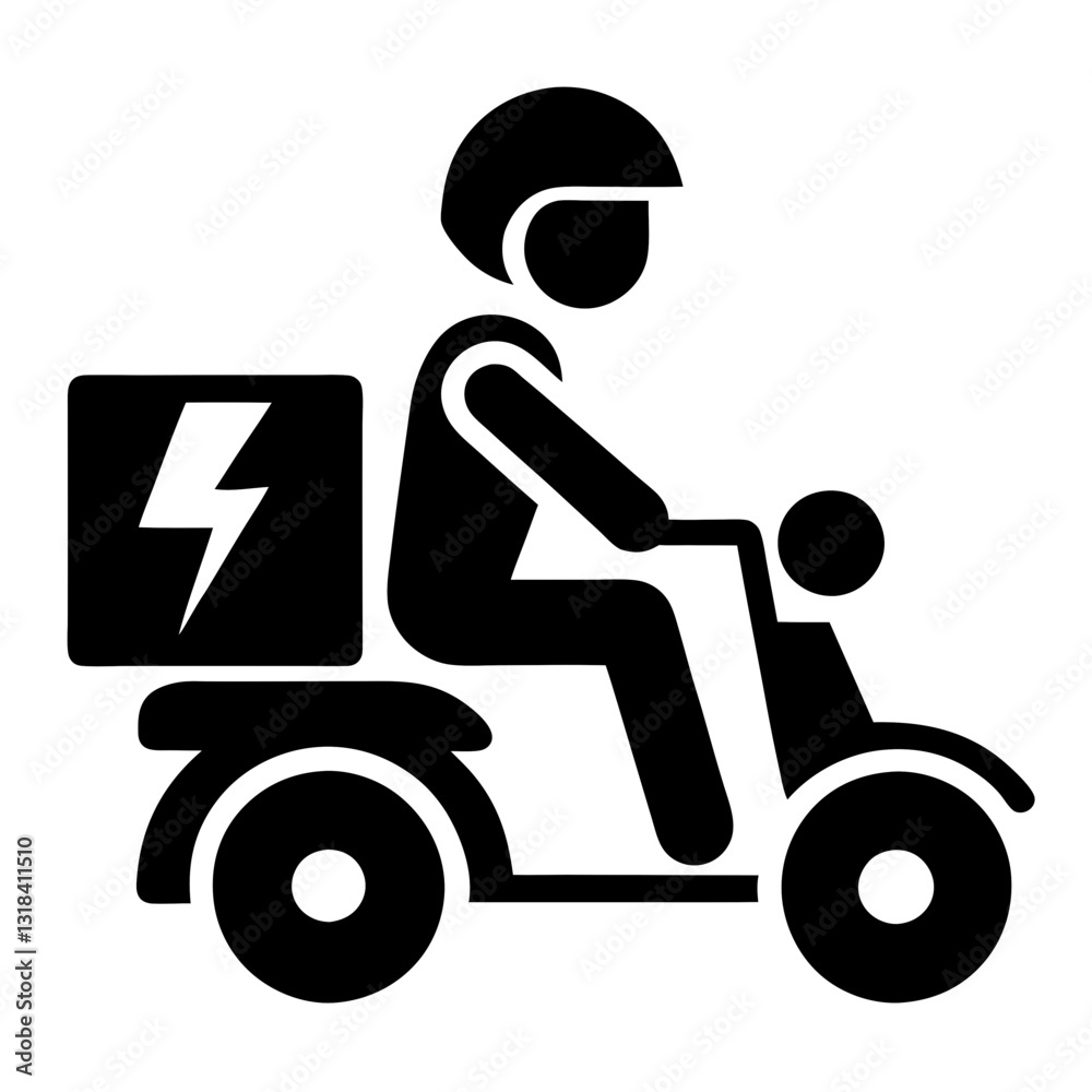 delivery body with scooter vector silhouette delivery body with scooter vector silhouette