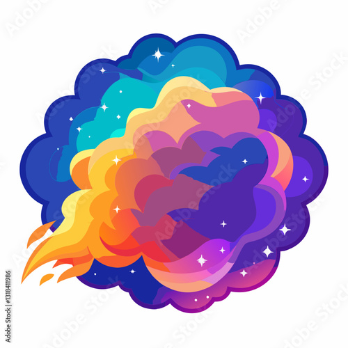 expanding nebula cloud with vibrant color gradient