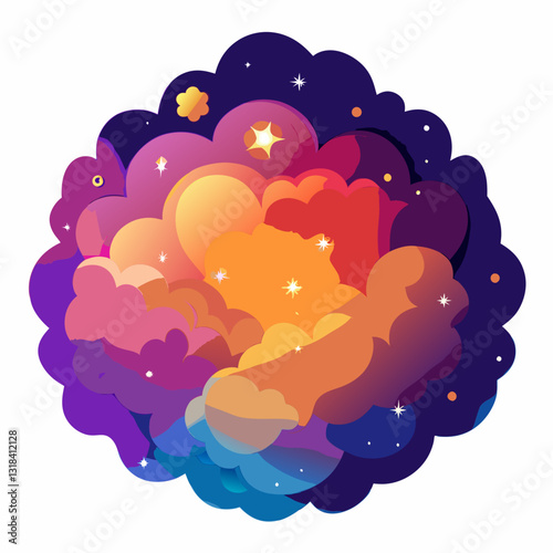 expanding nebula cloud with vibrant color gradient