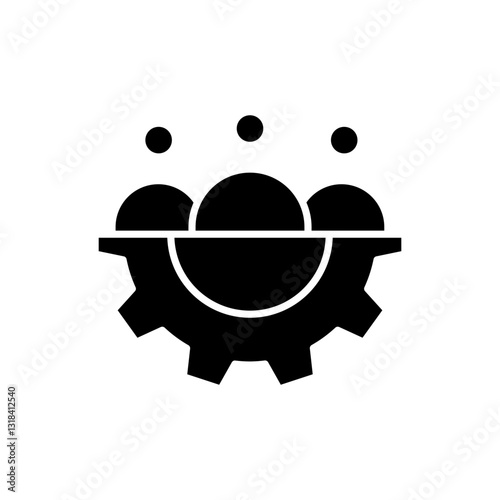 Human resources solid icon design. Illustration design people team with gear 