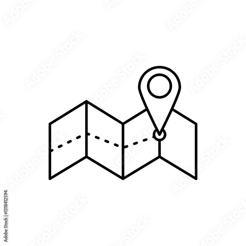 Map location point line icon design. Illustration design map location with route and pins