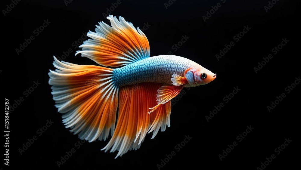 Fototapeta premium Siamese Fighting fish, colorful betta, Fish depicted against a black background. The movement of the fish turning its head in different directions while swimming.