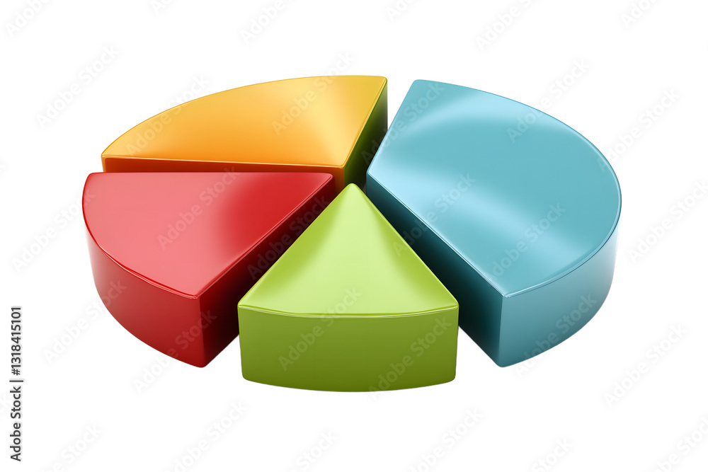 Obraz premium 3D Colorful Pie Chart Icon