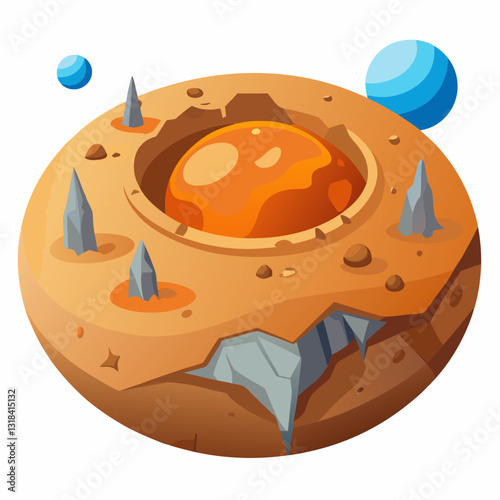 large crater impact site on a barren planet